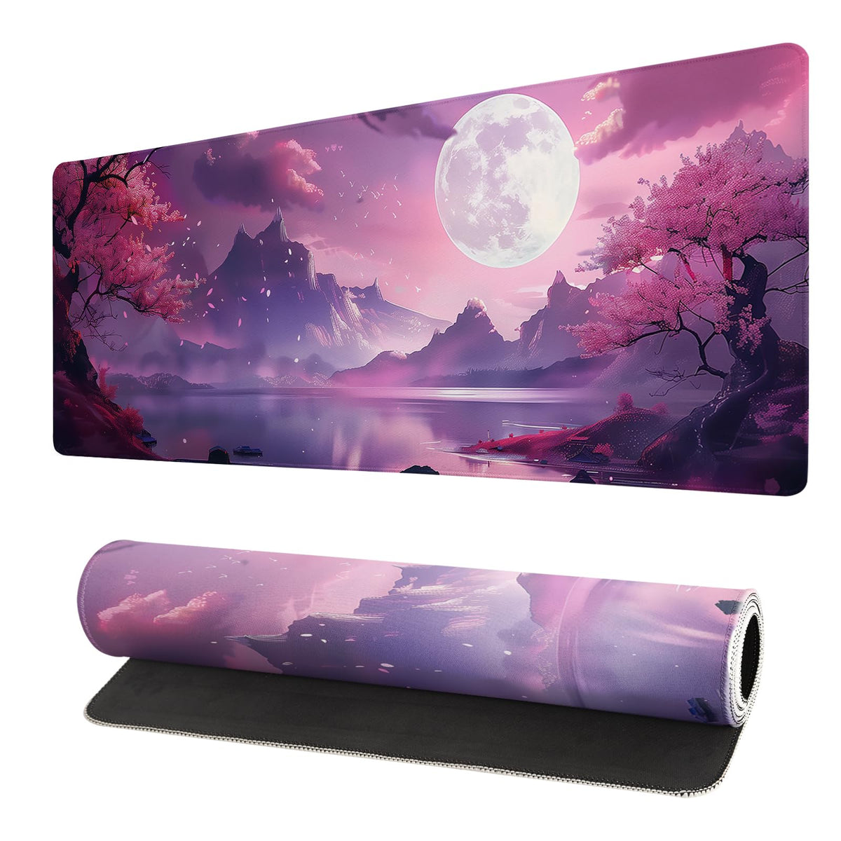 Japanese Mouse Pad, Large Japanese Desk Mat, XL Anime Gaming Keyboard Mat, Non-Slip Rubber Base, Big Extended Desk Protector for Home Office, 31.5”x11.8”