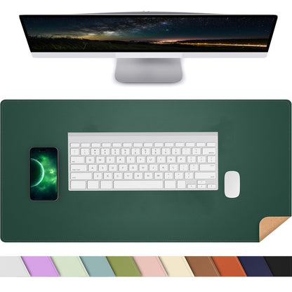 AFIING Large Desk Mat, 47" x 17",Black,Leather Desk Pad Protector for Mouse
