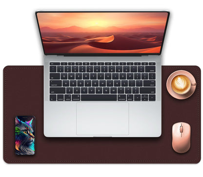 Large Desk Pad, 47.2" x 17" PU Leather Desk Mat for Desktop, Non-Slip Office Desk Mat for Desk, Desk Blotter Pad, Waterproof Computer Pad for Desk, Keyboard Mats for Home & Office (Burgundy)