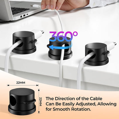 10 Pack Rotatable Cable Clips & Silicone Cable Straps Set