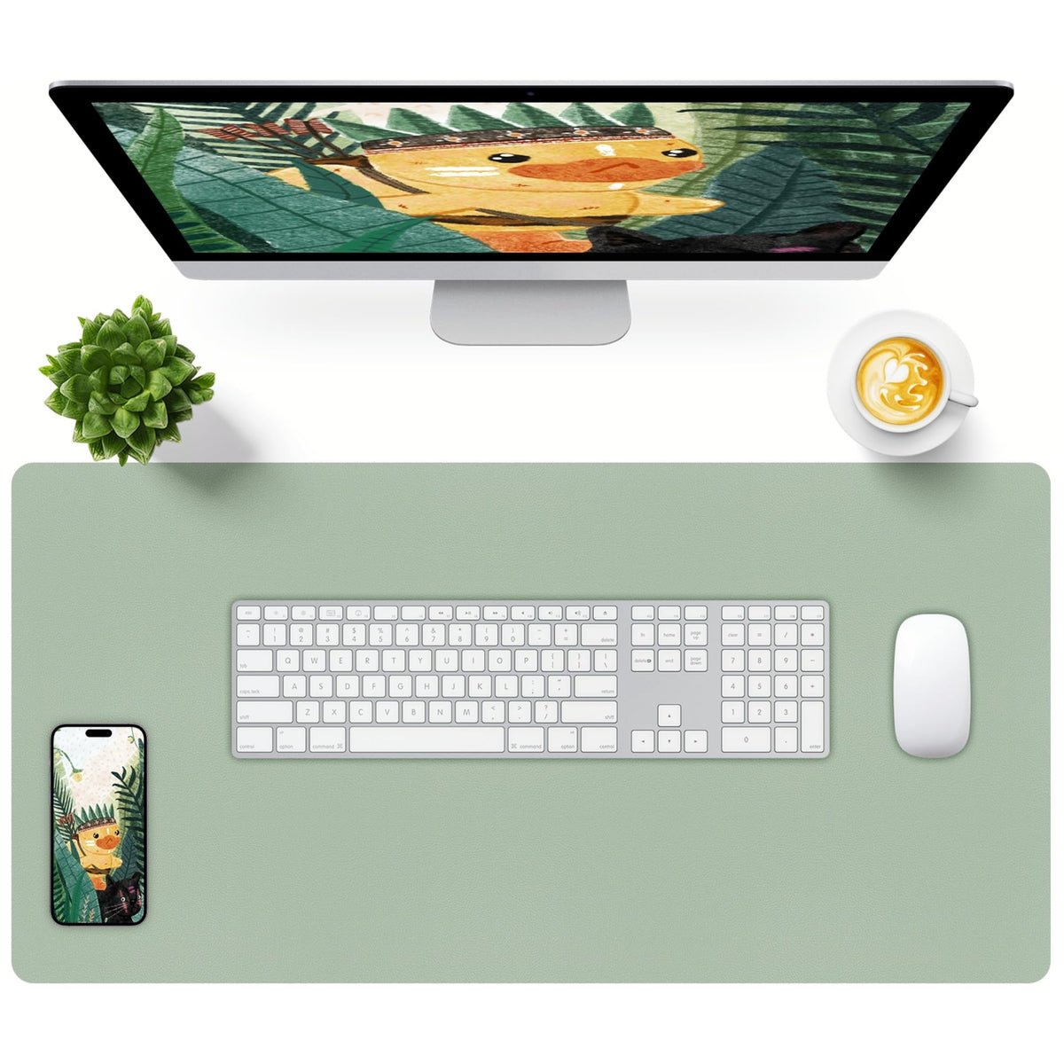 Bloss Green Desk Mat, Desk Matt for Desktop, Large Leather Desk Pad, Desk Pad Mat Waterproof, Computer Mat for Office Work/Home/Decor (31.5 x 15.7 Inches)