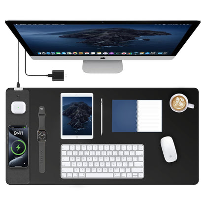 TopMade Mouse Pad with 15W Fast Wireless Charging, 31.5"x15.75" XXL Large Gaming Waterproof Desk Pad with Ultra-Smooth Surface, Non-Slip Base, Computer Desk Mat for MacBook, PC, Laptop, Black