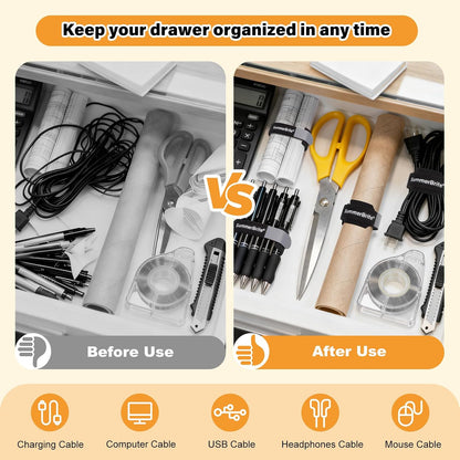 Cable Management with Writable Labels, Black, 70 PCS Assorted 4, 6, 8 IN