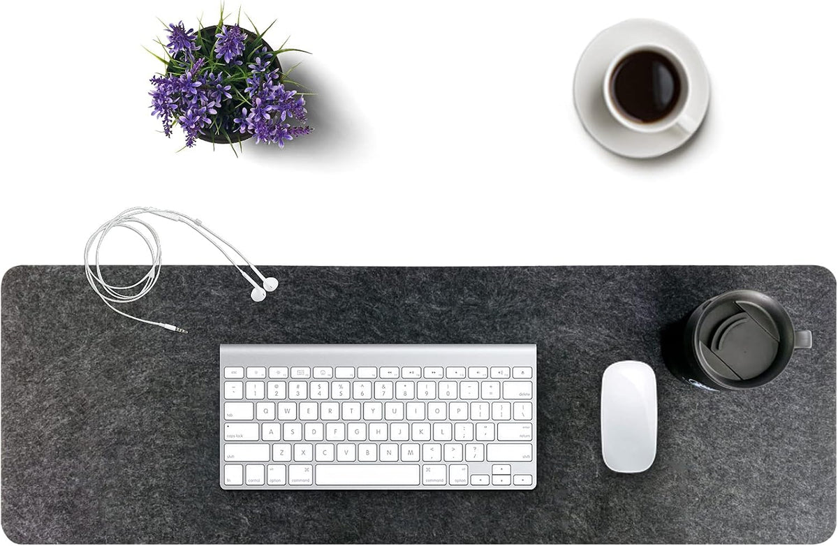 DAWNTREES Felt Desk Mat, Computer Mat for Desk, Dark Gray (36x12Inches)