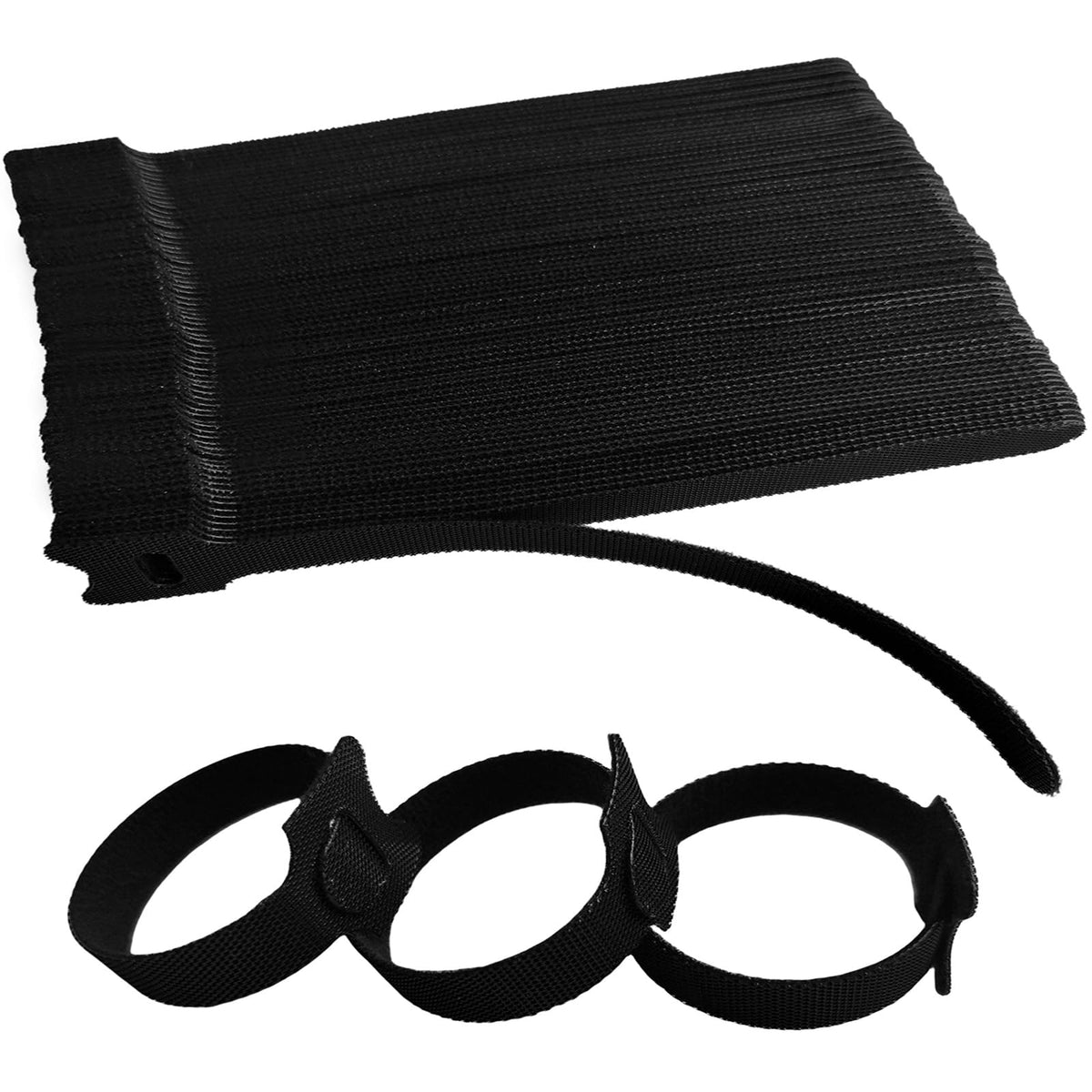 200 PCS 8 Inches Black Reusable Cable Ties, Adjustable Cord Straps, Cable Organizer, Cord Wrap and Hook Loop Cords Management,Adjustable Cord Ties