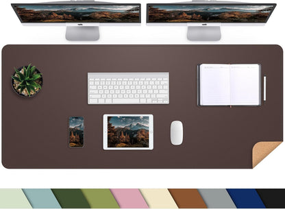 AFIING Large Desk Mat, 47" x 17",Black,Leather Desk Pad Protector for Mouse