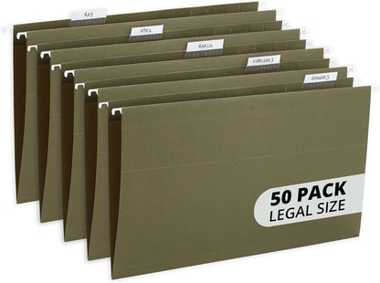 Blue Summit Supplies 50 Legal Size Hanging File Folders, Green