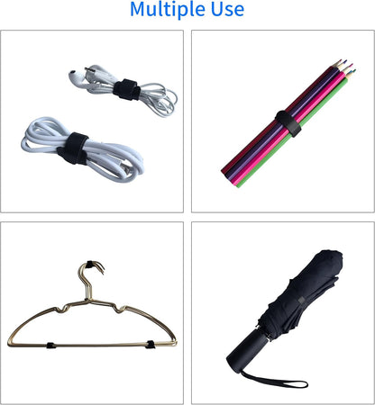 200 PCS 8 Inches Black Reusable Cable Ties, Adjustable Cord Straps, Cable Organizer, Cord Wrap and Hook Loop Cords Management,Adjustable Cord Ties
