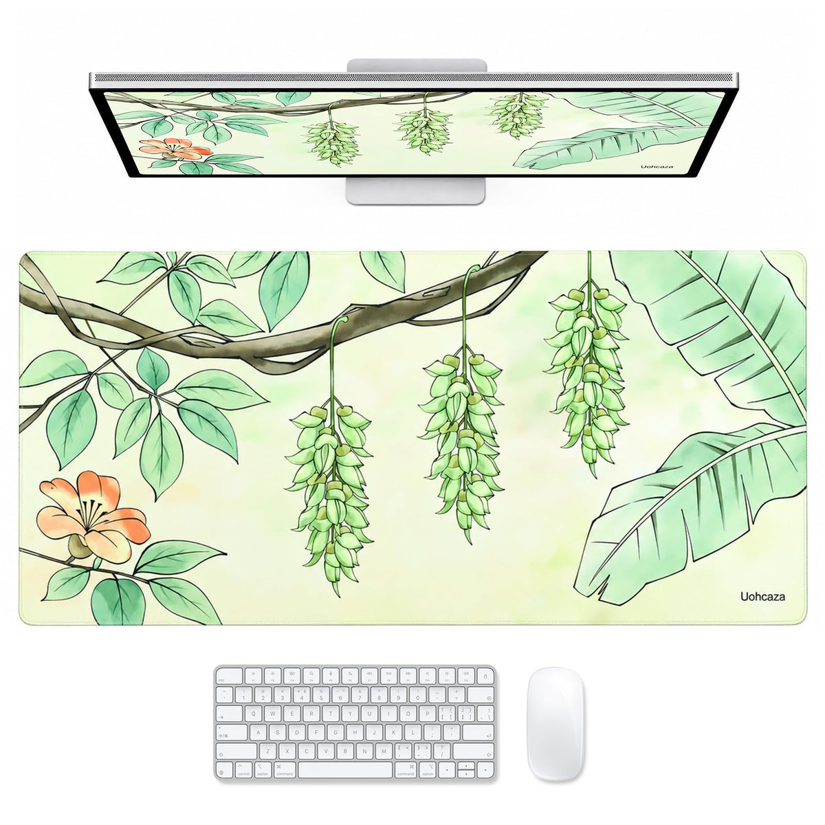 Large Desk Mat Purple Floral Mouse Pad Extended Keyboard Mat 35.4 x 15.7