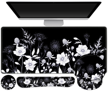 Gaming Mouse Pad Large Desk Mat, Cute Purple Marble Rose Desk Pad Protector