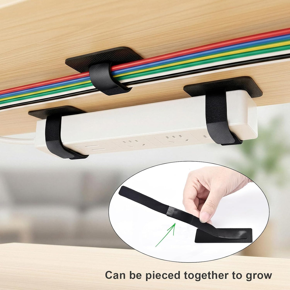 Cable Management Under Desk, 20 Pair Cord Organizer Straps