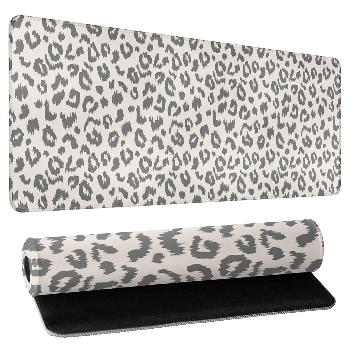 Leopard Desk Mat 31.5x11.8 Inch with Anti-Slip Rubber Base for Home Office