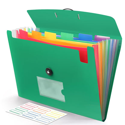 Accordian File Organizer 7 Pocket Expanding File Folder with Labels, Plastic Expandable File Folder for Documents Letter Size A4 Papers - Black