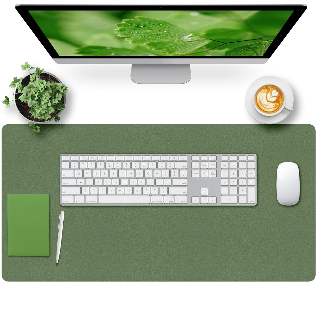 Bloss Green Desk Mat, Desk Matt for Desktop, Large Leather Desk Pad, Desk Pad Mat Waterproof, Computer Mat for Office Work/Home/Decor (31.5 x 15.7 Inches)