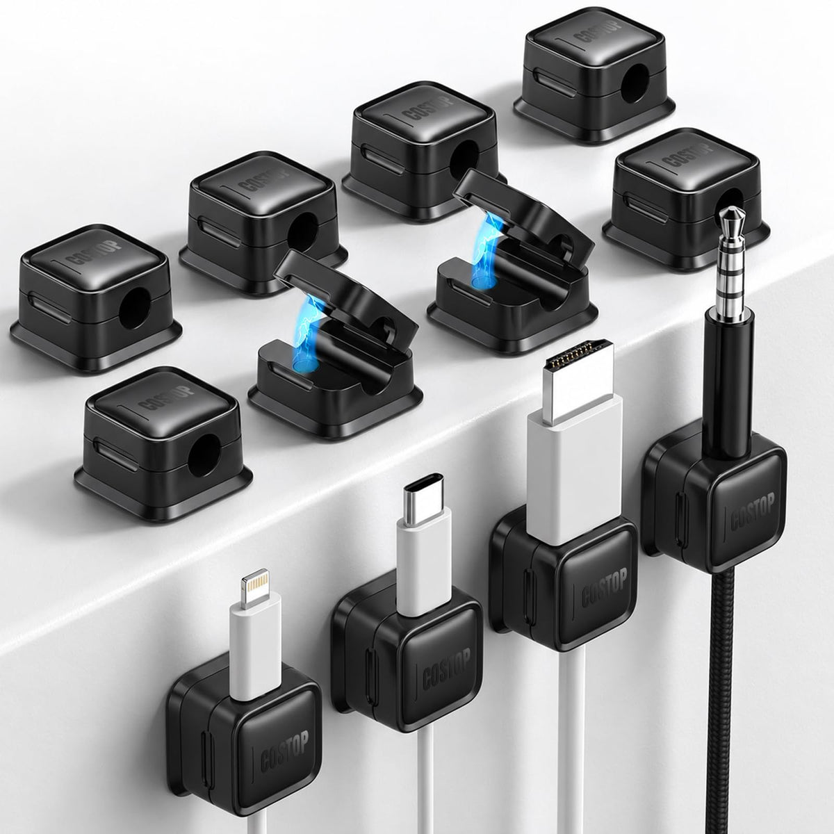 9 Pack Cord Organizer Magnetic Cable Clips Adhesive Wire Management 1s Lock