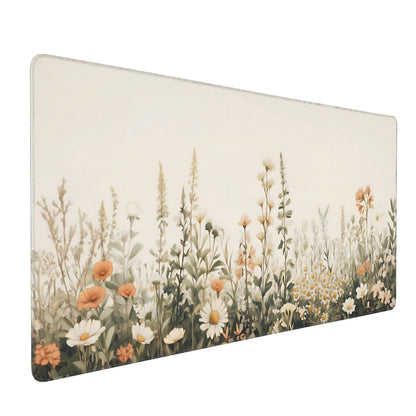 Dark Green Floral XXL Desk Mat, Extra Large Mouse Pad with Anti-Slip Base & Stitched Edges for Women, Aesthetic Desk Pad for Home Office Computer, Keyboard Mat Office Supplies Decor