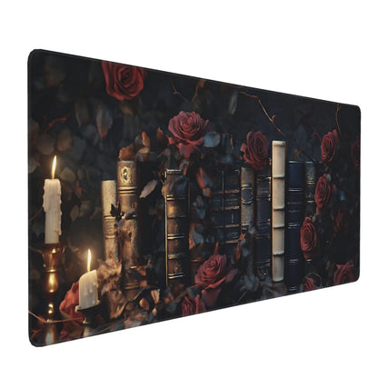 Dark Green Floral XXL Desk Mat, Extra Large Mouse Pad with Anti-Slip Base & Stitched Edges for Women, Aesthetic Desk Pad for Home Office Computer, Keyboard Mat Office Supplies Decor
