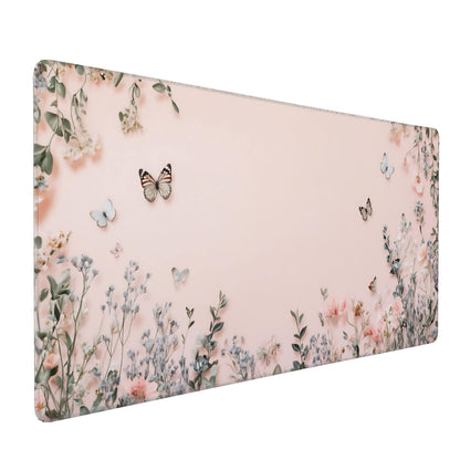 Dark Green Floral XXL Desk Mat, Extra Large Mouse Pad with Anti-Slip Base & Stitched Edges for Women, Aesthetic Desk Pad for Home Office Computer, Keyboard Mat Office Supplies Decor