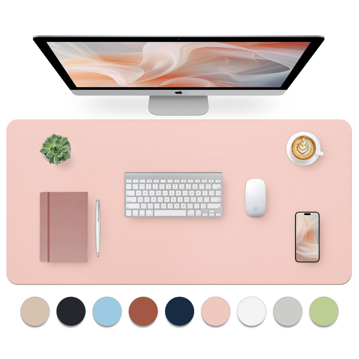 Bloss Green Desk Mat, Desk Matt for Desktop, Large Leather Desk Pad, Desk Pad Mat Waterproof, Computer Mat for Office Work/Home/Decor (31.5 x 15.7 Inches)
