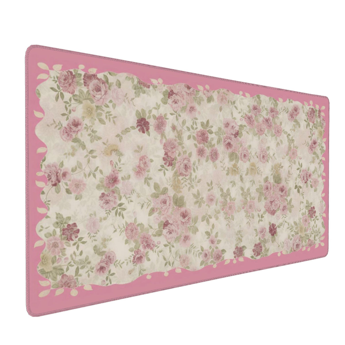 Dark Green Floral XXL Desk Mat, Extra Large Mouse Pad with Anti-Slip Base & Stitched Edges for Women, Aesthetic Desk Pad for Home Office Computer, Keyboard Mat Office Supplies Decor