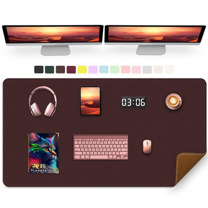Large Desk Pad, 47.2" x 17" PU Leather Desk Mat for Desktop, Non-Slip Office Desk Mat for Desk, Desk Blotter Pad, Waterproof Computer Pad for Desk, Keyboard Mats for Home & Office (Burgundy)