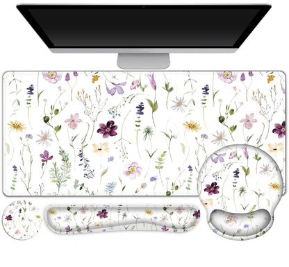Gaming Mouse Pad Large Desk Mat, Cute Purple Marble Rose Desk Pad Protector