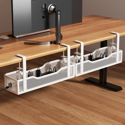 Cinati Under Desk Cable Management Tray, 13.4" Metal Cord Organizer, White