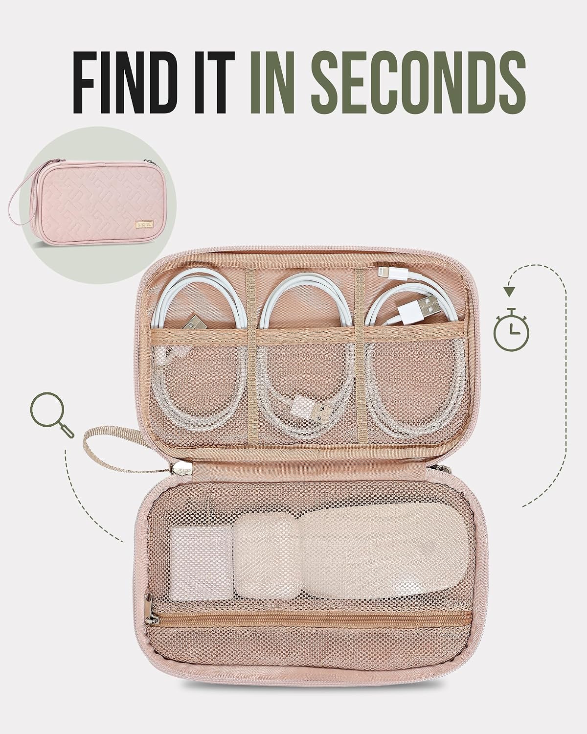 NISHEL Electronics Travel Organizer Cord Case, Charger Cable Tech Bag