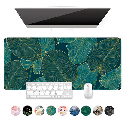 Desk Mat, Ultra Large Mouse Pad, XXL Gaming Mousepad, Green Tropical Leaves Deskpad, Big Extended Full Size Mouse Pad, Desktop Desk Matt for Keyboard, Laptop & Computer, 35.5 x 15.7 in