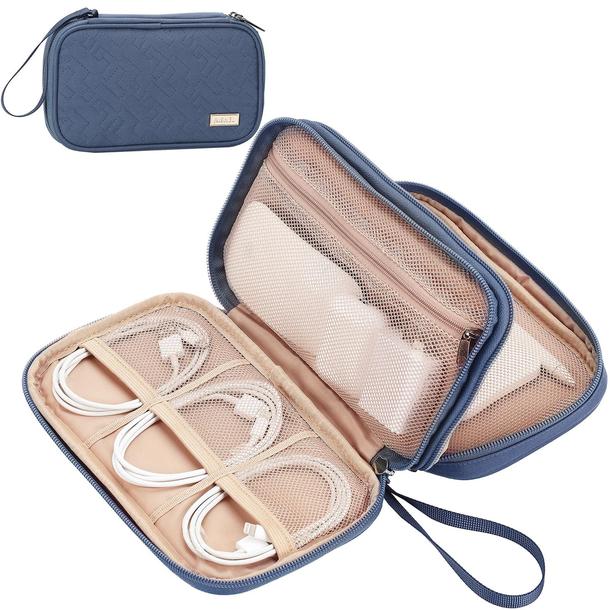 NISHEL Electronics Travel Organizer Cord Case, Charger Cable Tech Bag