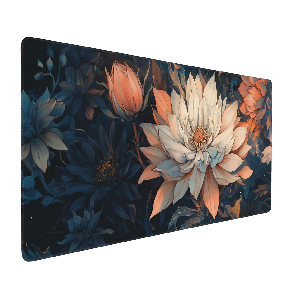 Dark Green Floral XXL Desk Mat, Extra Large Mouse Pad with Anti-Slip Base & Stitched Edges for Women, Aesthetic Desk Pad for Home Office Computer, Keyboard Mat Office Supplies Decor