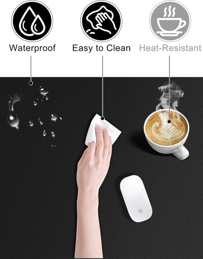 TopMade Wireless Charging Mouse Pad, 31.5"x15.75" XXL Extra Large Gaming Mousepads Waterproof Desk Pad with Ultra-Smooth Surface, Non-Slip Base, Classic Black Computer Desk Mat for MacBook, PC, Laptop