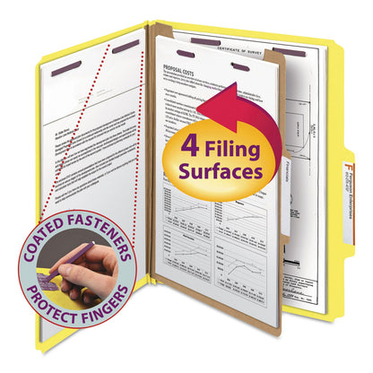 Smead Pressboard Classification File Folder with SafeSHIELD Fasteners, 1 Divider, 2" Expansion, Letter Size, Blue, 10 per Box (13730) (Pack of 1)