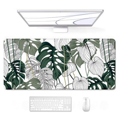 Desk Mat, Ultra Large Mouse Pad, XXL Gaming Mousepad, Green Tropical Leaves Deskpad, Big Extended Full Size Mouse Pad, Desktop Desk Matt for Keyboard, Laptop & Computer, 35.5 x 15.7 in
