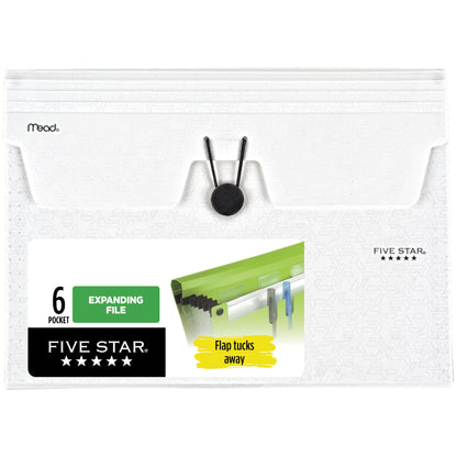 Five Star Expanding File Organizer, 6-Pocket Accordian File Organizer, Bungee Closure, Holds 8-1/2" x 11" Paper, Black (72391)