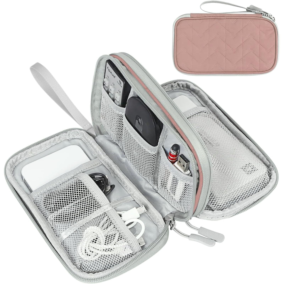 FYY Electronic Organizer, Travel Tech Pouch Bag, Cable Organizer Wine Red
