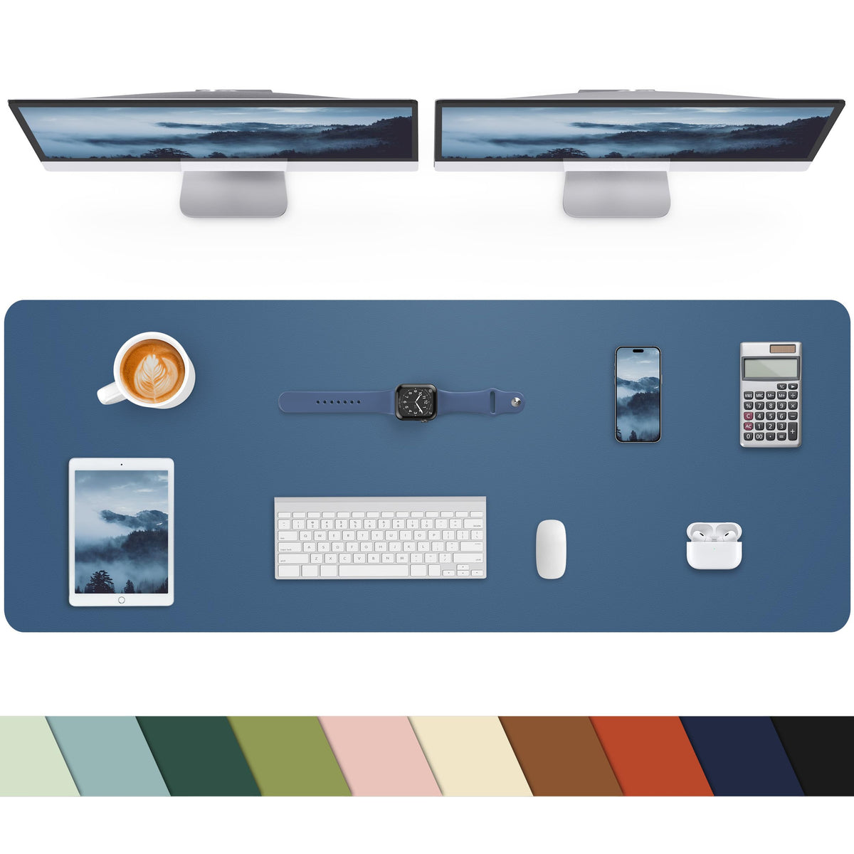 Leather Desk Pad Protector, Office Desk Mat, Large Mouse Pad, Non-Slip PU Leather Desk Blotter, Laptop Desk Pad Desk Accessories for Office and Home (Black, 40" x 17")