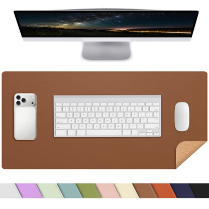 AFIING Large Desk Mat, 47" x 17",Black,Leather Desk Pad Protector for Mouse