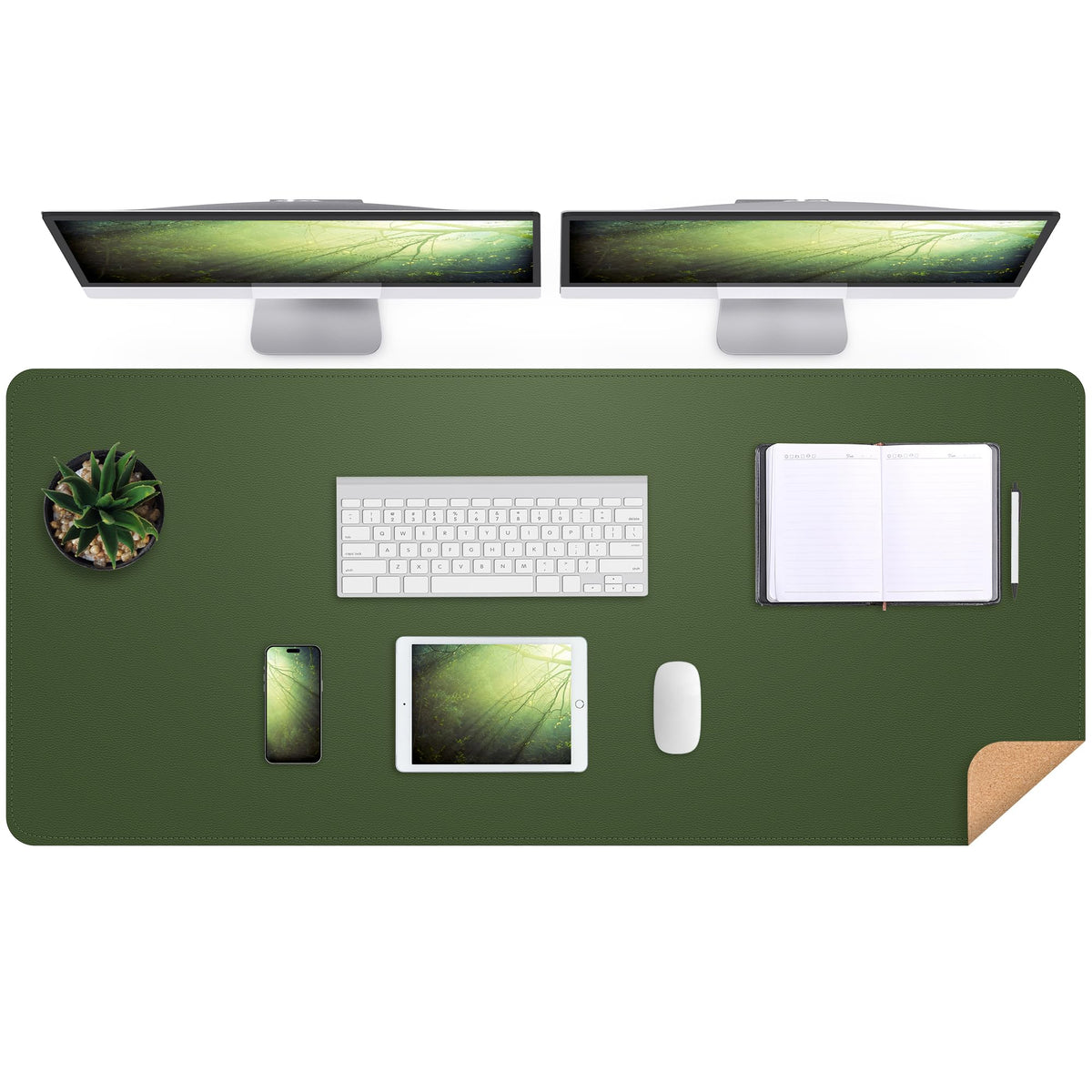 AFIING Large Desk Mat, 47" x 17",Black,Leather Desk Pad Protector for Mouse