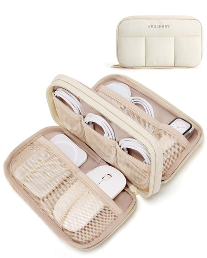 BAGSMART Electronics Organizer Travel Case for Cords Chargers Phones, Pink