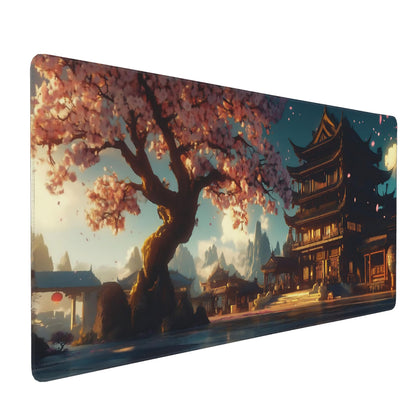 Dark Green Floral XXL Desk Mat, Extra Large Mouse Pad with Anti-Slip Base & Stitched Edges for Women, Aesthetic Desk Pad for Home Office Computer, Keyboard Mat Office Supplies Decor
