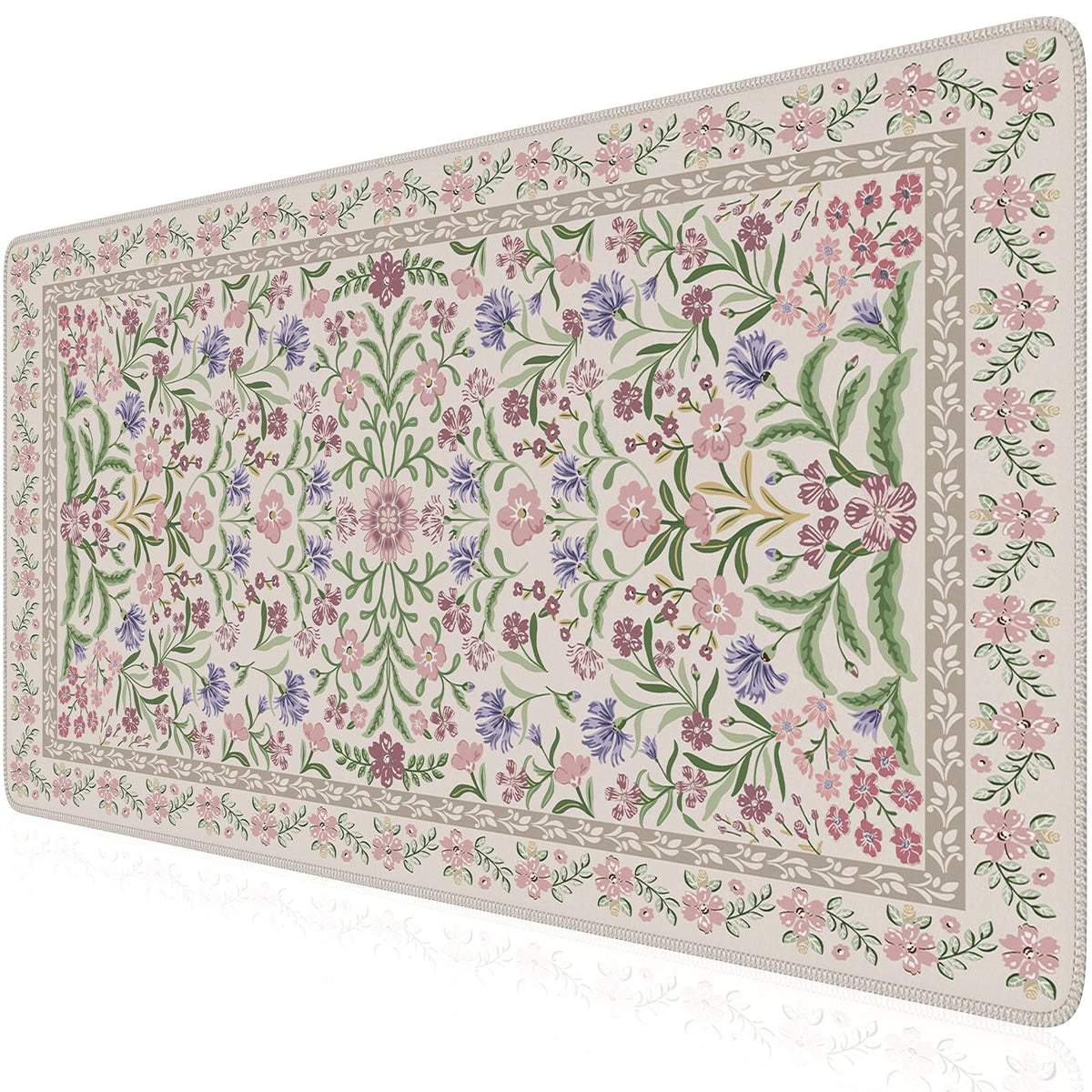iCasso Aesthetic Desk Mat,31.5x11.8in Mouse Pads, Pink Floral