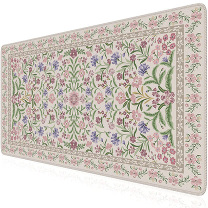 iCasso Aesthetic Desk Mat,31.5x11.8in Mouse Pads, Pink Floral