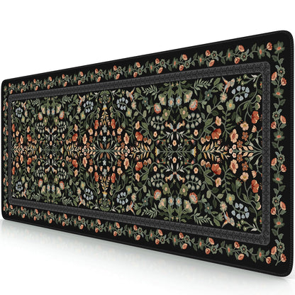 iCasso Aesthetic Desk Mat,31.5x11.8in Mouse Pads, Pink Floral