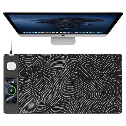 TopMade Mouse Pad with 15W Fast Wireless Charging, 31.5"x15.75" XXL Large Gaming Waterproof Desk Pad with Ultra-Smooth Surface, Non-Slip Base, Computer Desk Mat for MacBook, PC, Laptop, Black
