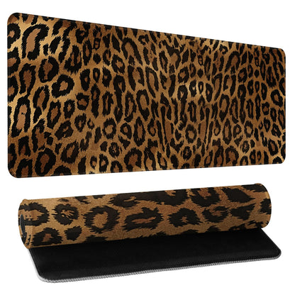 Leopard Desk Mat 31.5x11.8 Inch with Anti-Slip Rubber Base for Home Office