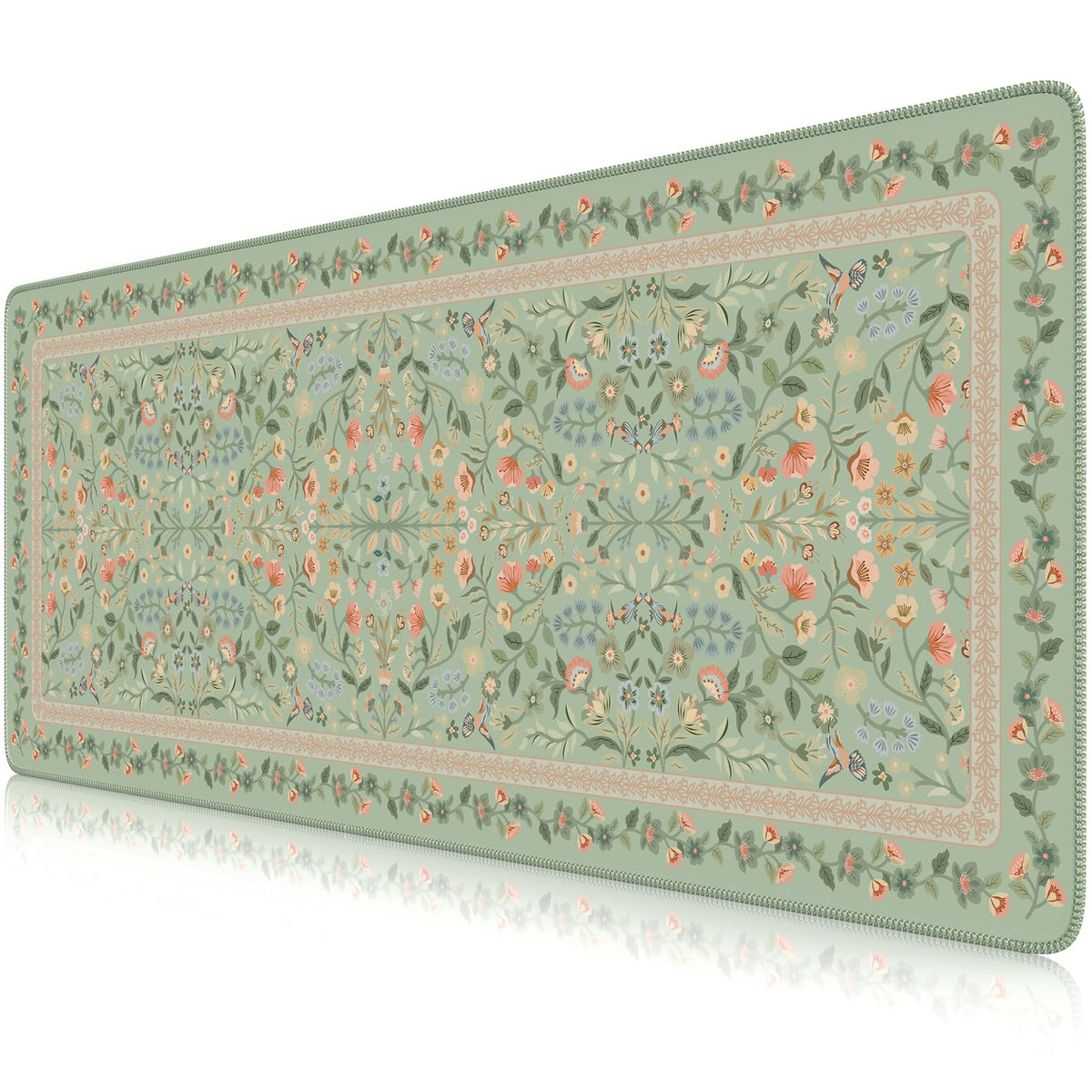 iCasso Aesthetic Desk Mat,31.5x11.8in Mouse Pads, Pink Floral