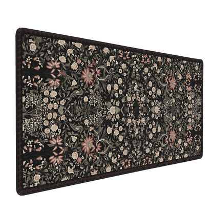 Dark Green Floral XXL Desk Mat, Extra Large Mouse Pad with Anti-Slip Base & Stitched Edges for Women, Aesthetic Desk Pad for Home Office Computer, Keyboard Mat Office Supplies Decor