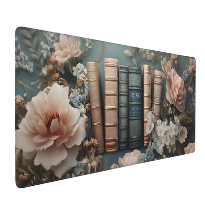 Dark Green Floral XXL Desk Mat, Extra Large Mouse Pad with Anti-Slip Base & Stitched Edges for Women, Aesthetic Desk Pad for Home Office Computer, Keyboard Mat Office Supplies Decor
