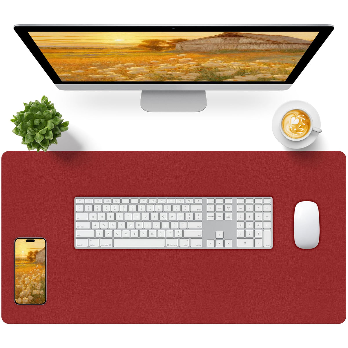 Bloss Green Desk Mat, Desk Matt for Desktop, Large Leather Desk Pad, Desk Pad Mat Waterproof, Computer Mat for Office Work/Home/Decor (31.5 x 15.7 Inches)